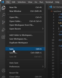 Save HTML file in VS Code Ubuntu