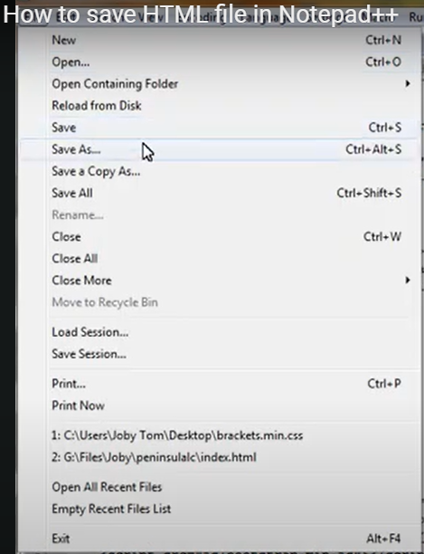savehtmlfilenotepad++